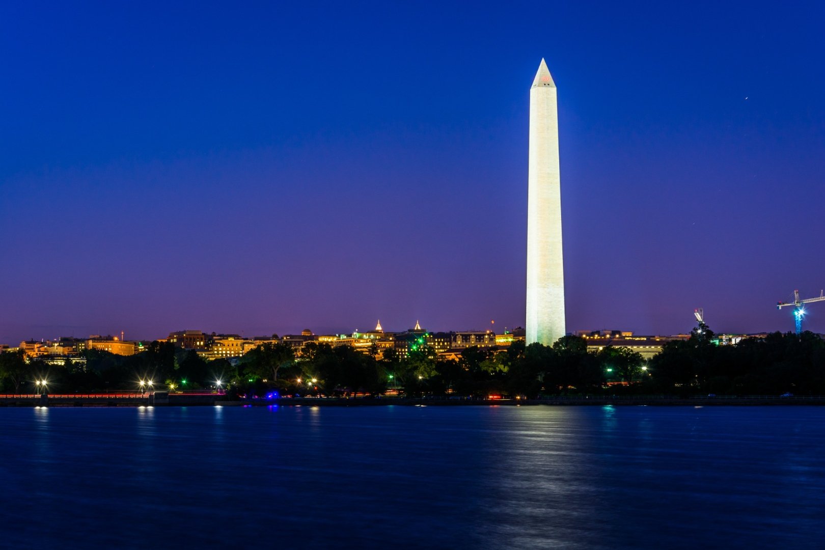 The Washington Monument and Tidal Basin at dusk